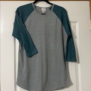 LuLaRoe Randy elegant teal shimmer sleeve